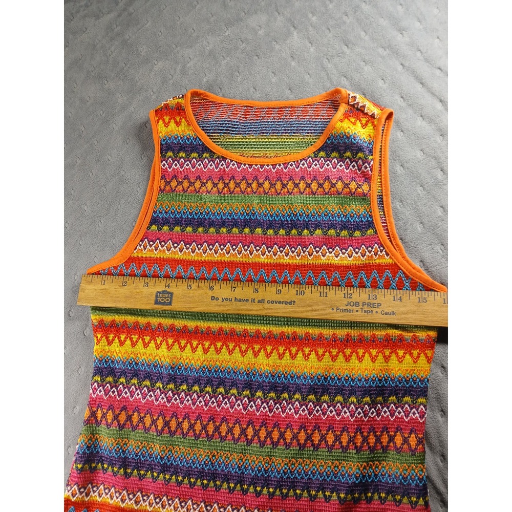 Unbranded Vintage Boho Multi Color Geometric Knit Sleeveless Tank S/XS - Picture 3 of 8